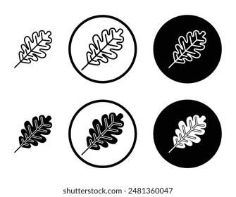 Conjunto de iconos de Vector de línea fina de Oak Leaf.