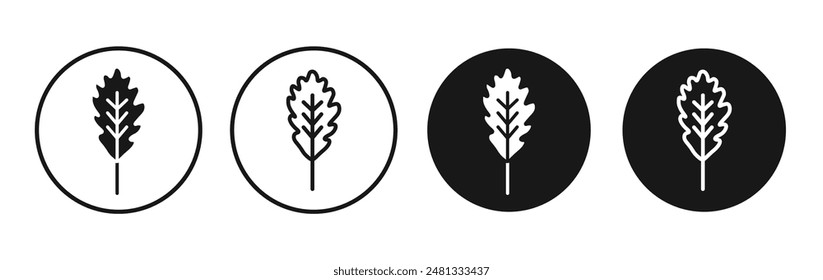 Oak Leaf vector icon set black filled and outlined style.