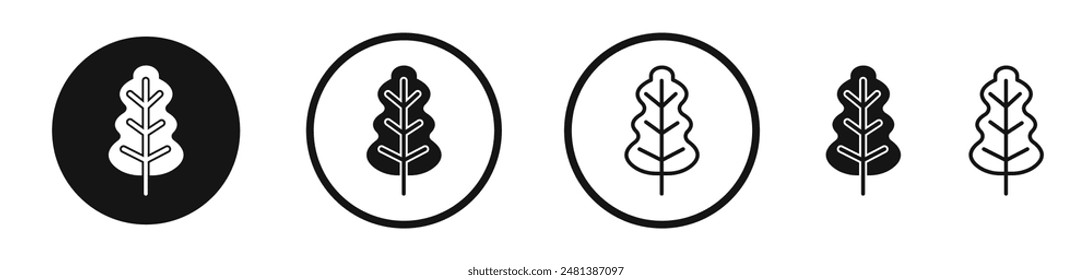 Oak Leaf vector icon set in black and white color.