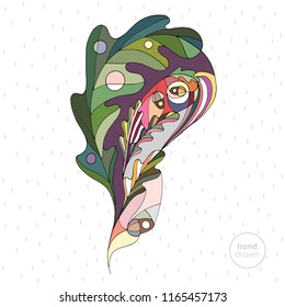 Oak leaf vector illustration. Abstract leaves paisley. Hand drawn nature abstract design element in modern style.
