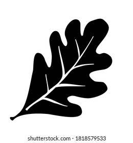 Oak Leaf vector illustration icon in black simple design silhouettes on white background. Black white logo vector illustration.
