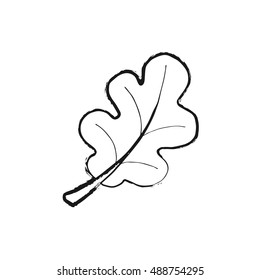 Oak Leaf vector illustration icon in black simple design. Nature object. Elegant outline design. Plain flat style. Autumn icon