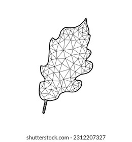 Oak Leaf vector illustration in polygonal style, isolated on white background