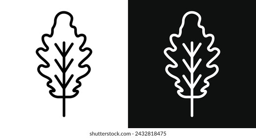Hoja de roble con el icono de las venas. Ilustración vectorial
