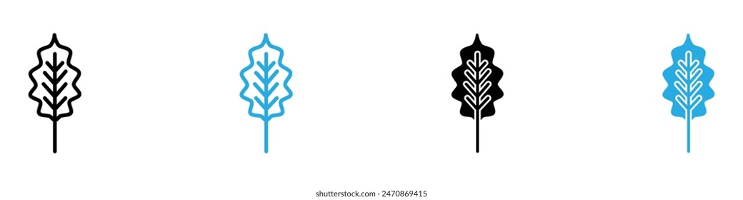 Oak leaf with veins icon vector set collection for web