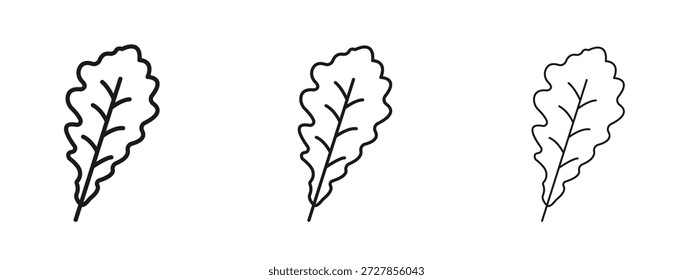 Eichenblatt mit Venen Symbol Vektor Logo Design Template. Bearbeitbare Strichgrafiken.