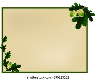 Oak leafs and acorns frame, card