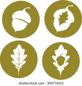 Oak leaves and acorn icons