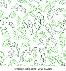 Oak leaves and acorn seamless pattern