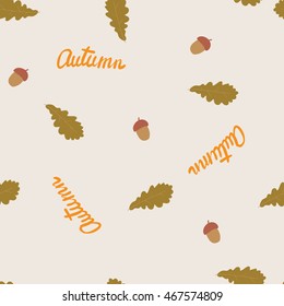 Oak leaves and acorns. Autumn  seamless pattern. Colorful autumn leaves set. Leaves branch. leaves tree. leaves free fall. Leaves nature. Leaves autumn.Leaves illustration