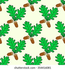 oak leaves and acorns seamless pattern