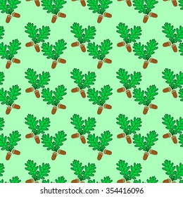 oak leaves and acorns seamless pattern