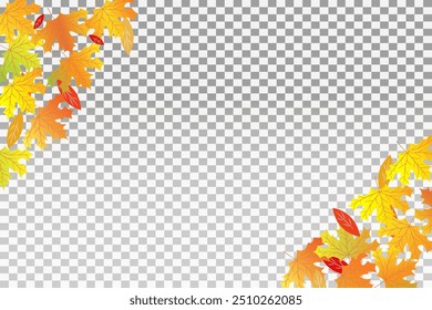 Oak leaves. Autumn foliage, seasonal image.On a transparent background.Vector illustration.