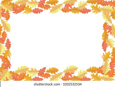 Oak leaves in autumn season frame vector design.