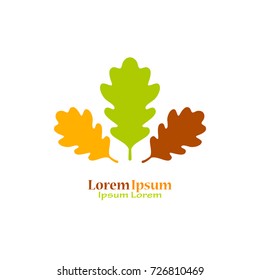 Oak leaves natural logotype isolated on white background