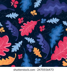 Сolored oak leaves pattern botanical