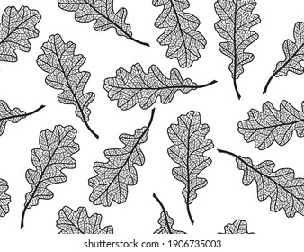 Oak leaves pattern vector illustration hand drawn