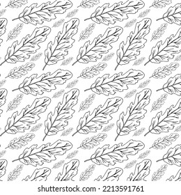 Oak leaves pattern vector illustration hand drawn