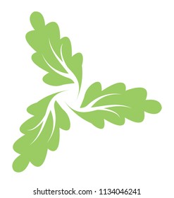 
Oak leaves placed decoratively in a structure making cube, this is swirl leaves icon
