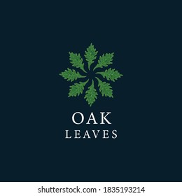 Oak leaves rounded vintage logo