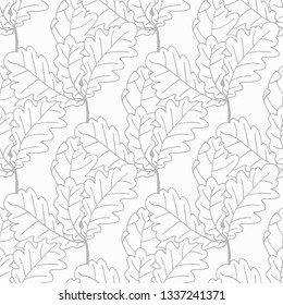 oak leaves seamless floral pattern hand drawn sketch