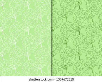 oak leaves seamless floral pattern hand drawn sketch 