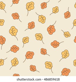 Oak leaves seamless pattern. Autumn background. Fall