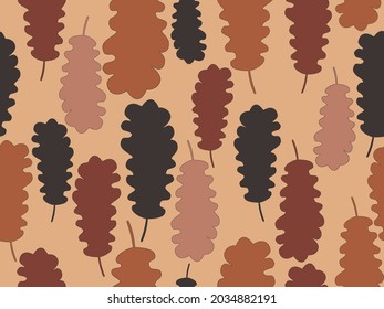 Oak leaves seamless pattern. Falling autumn leaves. Design for wrapping paper, print,  fabric and printing. Vector illustration