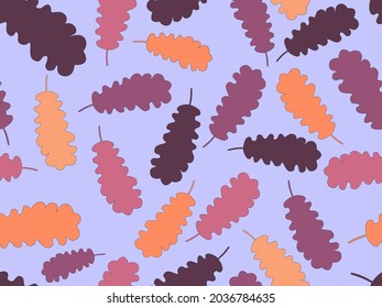 Oak leaves seamless pattern. Falling autumn leaves. Design for wrapping paper, print,  fabric and printing. Vector illustration