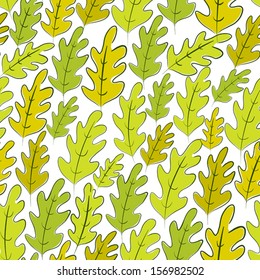 Oak leaves seamless pattern, vector background.