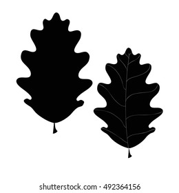 Oak leaves silhouettes isolated. Vector element for your design