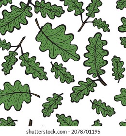 Oak leaves. Vector seamless pattern