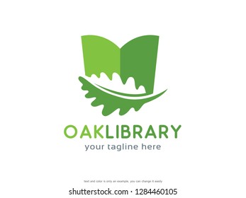 Oak Library Logo Template Design Vector, Emblem, Concept Design, Creative Symbol, Icon