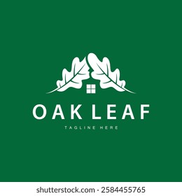 oak logo design simple illustration of oak tree and oak leaf simple with black silhouette concept plant template symbol