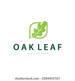 oak logo design simple illustration of oak tree and oak leaf simple with black silhouette concept plant template symbol