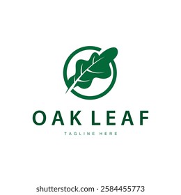 oak logo design simple illustration of oak tree and oak leaf simple with black silhouette concept plant template symbol