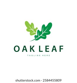 oak logo design simple illustration of oak tree and oak leaf simple with black silhouette concept plant template symbol