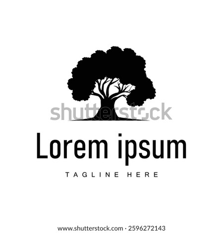 oak logo design simple illustration of oak tree and oak leaf simple with black silhouette concept plant template symbol