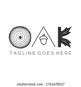 Oak Logo design vector template, Design element for logo, poster, card, banner, emblem, t shirt. Vector illustration