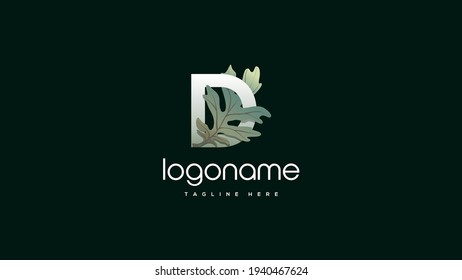 Oak logo. Letter D oak leaf logo design