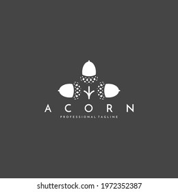 Oak logo template. Abstract branch with acorns. Oak tree