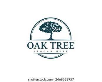 oak logo vector illustration. vintage oak tree logo template