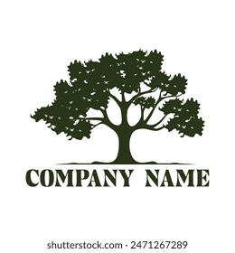 Oak Maple silhouette for Tree service residential landscape vintage logo design vector template