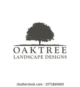 Oak Maple Tree for Outdoor Landscape Business Brand Company in Vintage Retro Hipster Style Logo Design.