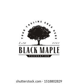 Oak Maple Tree Service. Residential Landscape Vintage Logo Design