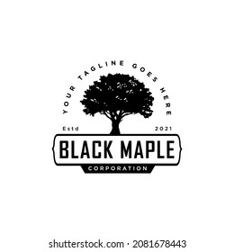 Oak Maple Tree Service. Residential Landscape Vintage Logo Design