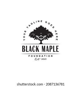 Oak Maple Tree Service. Residential Landscape Vintage Logo Design