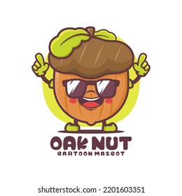 oak nut cartoon mascot. plant vector illustration. isolated on a white background