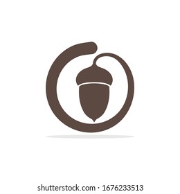 Oak nut logo design template. Vector illustration.