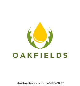 Oak oil logo nature organic, oak leaf icon simple minimalist.